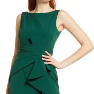 NWT Eliza J Emerald Green Ruffle Front Gown Size 2